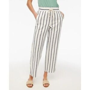 J. Crew Striped Linen Wide Leg Paper-Bag Pants